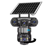 Caméra de sécurité solaire à piles, prix d'usine, 3 objectifs, 12MP HD, surveillance sans câblage, visualisation à distance par téléphone portable, V380APP