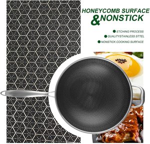 Poêle à frire double en nid d'abeille antiadhésive de 32cm en acier inoxydable 304 de qualité alimentaire 304 Poêle à steak Grill Poêle à frire - Product Image 3