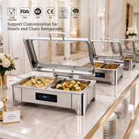 Ensemble de chauffe-plats pour buffet d'hôtel commercial, 9L, en acier inoxydable, avec chauffage électrique et capacité personnalisable