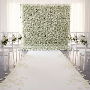 Decoración Floral para Bodas, Cortina de Pared con Rosas y Paniculata, 8 pies x 8 pies, Pared de Flores Blancas para Fiestas y Eventos - Product Image 1