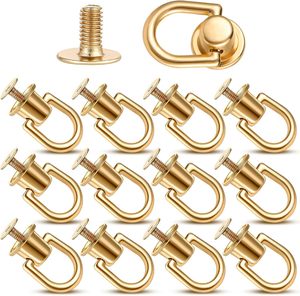 Tornillos de bola con anillo en D, botones de poste, remaches de bola dorados con anillo en D, anillos metálicos para correas de cartera y accesorios de calzado - Product Image 1