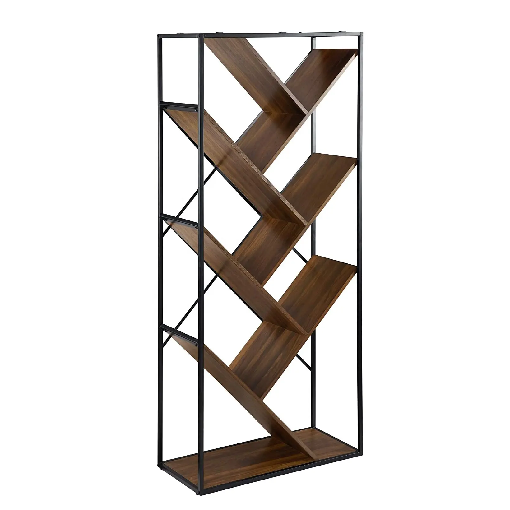 Factory Supply nordic simple metal wood wall portable bookshelf modern designs