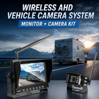 Kit de caméra de recul sans fil 2,4 G avec écran LCD IPS RGB, moniteur, antenne externe, vision nocturne IP68 pour camions, bus, camping-cars, remorques et utilisation en flotte