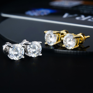 Boucles d'oreilles clous en moissanite taille portugaise, en argent sterling 925, avec fermoir à vis, pour femmes, vente en gros - Product Image 3