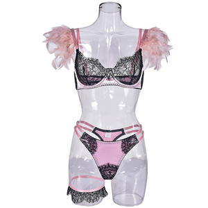 New Sexy Lingerie Lace Satin Three-piece Sexy Lingerie Set - Product Image 2