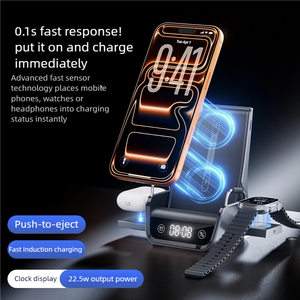 Base de Carga Inalámbrica 4 en 1 para Teléfono+Reloj+Auriculares+Caja de Carga Inalámbrica con Pantalla de Reloj y Notificaciones Pop-Up de 22.5W para Escritorio - Product Image 4