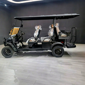 Voiturette de golf électrique 6 places avec toit et roues noires pour complexes hôteliers et hôtels - Product Image 1