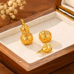 Pendientes de Botón de Diseño Retro de Alta Gama, Estilo Antiguo, Diseño de Lujo Ligero para Mujer, Calabaza Hueca Moderna y Versátil con Circonita - Product Image 3