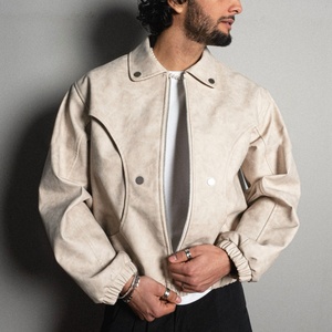 Vestes en cuir synthétique de haute qualité personnalisées, style motard, surdimensionnées, lourdes, avec fermeture éclair, pour hommes - Product Image 2