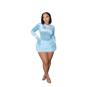 Combinaison moulante automne-hiver CN779 pour femmes européennes et américaines pour <span class=keywords><strong>Amazon</strong></span> Independent Station, sexy, décontractée, en <span class=keywords><strong>peluche</strong></span> courte, naturelle - Product Image 5