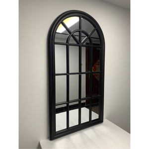 Espejo Grande Personalizado Negro y Dorado, Estilo Moderno, Arco de Madera, Rejilla, Ventana para Dormitorio, Sala de Estar, Pasillo, Jardín, Marco Decorativo de Pared - Product Image 6