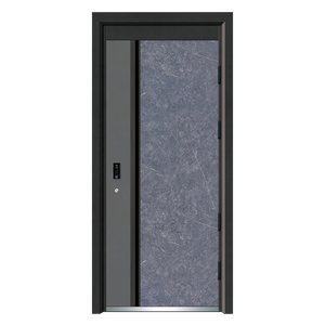 China 6 Panel 6 Lite imprimado superficie de grano blanco entrada exterior puerta de acero con jamba de puerta de madera de pino - Product Image 5