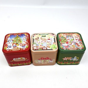 Wholesale Eco-Friendly Recyclable UV Coated Custom <b>Cute</b> Bunny <b>Bear</b> Print Square Tinplate Box Xmas Pastry Biscuit Gift Holiday - Product Image 1