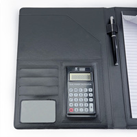 Agenda con Calculadora y Organizador de Documentos de Oficina, Carpeta Multifuncional de Cuero A4