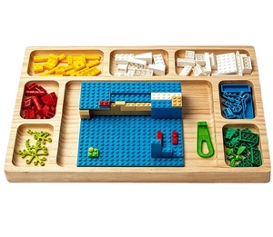 Plateau de base en bois personnalisé pour <span class=keywords><strong>Lego</strong></span> avec plateau de tri de briques à 8 compartiments pour briques de construction et projets DIY - Product Image 1