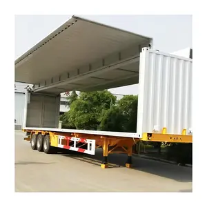 Fabricante 3 eixos van box semi-reboque transporte de carga semi-reboque caminhão com cortina lateral