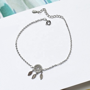 फैशन S925 स्टर्लिंग चांदी सपना पकड़ने पायल महिलाओं के लिए लटकना फूल पत्तियां पार लिंक चेन पायल गैर धूमिल - Product Image 3