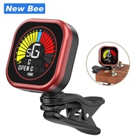 Red Guitar Tuner Clip-On Rechargeable 360° Rotatable Acoustic Chromatic Open Tuning Tuner for Guitar, Bass, Ukulele, Violin