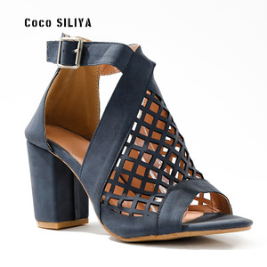 Sandales à talons Coco SILIYA, bout ouvert, talon épais, hauteur moyenne, respirantes, avec bride arrière, chaussures pour femmes - Product Image 4