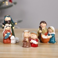 Articles Religieux Catholiques Mini Crèche de Noël Sainte Famille Statue Scène de Nativité Ornement de Mangeoire de Noël