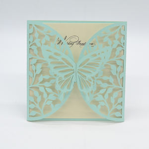 Invitation de mariage, de Quinceañera, de fête des 16 ans ou de douche nuptiale, avec décoration papillon pop-up élégante découpée au laser - Product Image 4