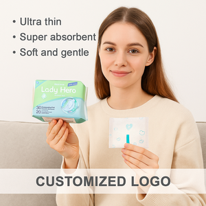 Servilletas sanitarias de alta calidad para mujeres Almohadilla desechable Material de PE orgánico alado Muestras gratis de superabsorción - Product Image 2