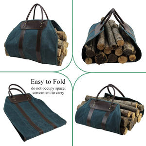 Sacs de rangement multifonctions <span class=keywords><strong>Extra</strong></span> Large <span class=keywords><strong>Support</strong></span> de bois de chauffage avec poignées Sac de transport de bûches en toile cirée - Product Image 3
