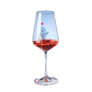 Happy Dolphin Fantasy Red Wine Glass 301-400ml Engraved Crystal Glassware - Product Image 1