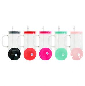 Paquete de 25 Tazas de Café de Vidrio Transparente Esmerilado de 17 oz con Tapas de PP para Sublimación por Transferencia de Calor - Product Image 2