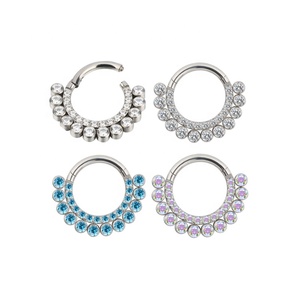 GZN Prêt à Expédier de Haute Qualité G23 Titanium CZ Pave Face avec <span class=keywords><strong>Lunette</strong></span> CZ Aligné sur le Segment Latéral Boucles d'Oreilles Anneau de Fête - Product Image 2