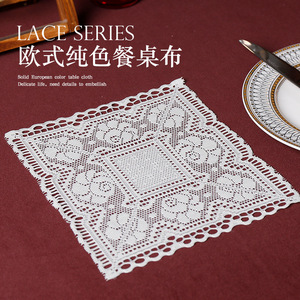 Nordic Style Lace Table Mat <b>Rectangle</b> Polyester Fiber Home Decorative <b>Placemat</b> Solid Color Modern Minimalist Design - Product Image 5