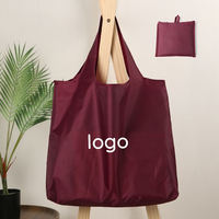 Sac à provisions pliant écologique Sacs fourre-tout en polyester pliables avec impression personnalisée Sac fourre-tout réutilisable extra large Lo pliable