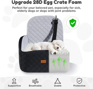 Coussin de siège de voiture réversible en coton pour chiens et chats de petite et moyenne taille, solide, détachable, lavable, respirant, écologique, antidérapant - Product Image 5