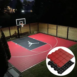 وحدات بلاط أرضية رياضية المنقولة في الهواء الطلق كرة السلة الريشة المطاط أرضيات لعب حصيرة الأرضيات بلاط للبيع
