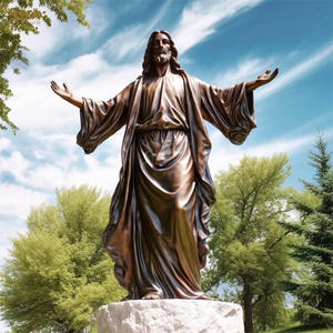 カスタムメイドのブロンズ製イエス像 屋外装飾 手彫り金属工芸 実物大 カラフルな宗教テーマ - Product Image 6