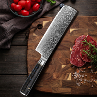 Couteau de cuisine japonais en acier Damas KEENHOPE, cœur VG10, couteau Nakiri de 7 pouces, manche en résine composite et fibre de carbone
