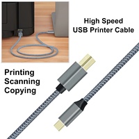 USB C à USB B Imprimante Scanner Câble Tressé Compatible pour pour DJ Contrôleur MIDI Clavier Piano Scanner et plus