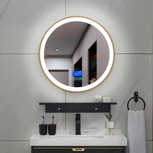 热销现代发光二极管矩形墙镜智能触摸传感器和酒店浴室防雾