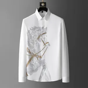 Chemise de luxe pour <span class=keywords><strong>homme</strong></span>, coupe ajustée, à manches longues, en popeline, anti-plis, idéale pour le printemps et les occasions formelles - Product Image 5