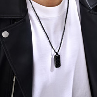 Collier pendentif chaîne en bambou pour homme en acier inoxydable électroplaqué, motif géométrique empreinte de pneu, tendance, vente en gros transfrontalière