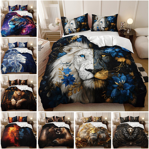 Động vật <span class=keywords><strong>3D</strong></span> in kỹ thuật số bộ đồ giường đặt sư tử vua có thể được tùy chỉnh Duvet cover <span class=keywords><strong>Set</strong></span> - Product Image 2
