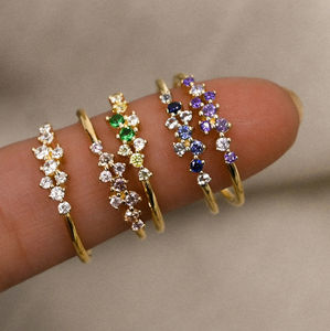 خواتم مخصصة مجوهرات نسائية من الفضة الإسترليني مطلية بالذهب أحجار كريمة أحجار كريمة صخرية كريستال زركون خواتم حجر القمر الطبيعي الأزرق - Product Image 4