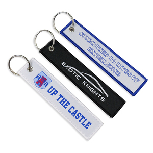 Llavero de tela de doble cara de alta calidad con varios colores, etiqueta tipo Jet Tag, logotipo de marca personalizado, llavero tejido para promoción empresarial - Product Image 4