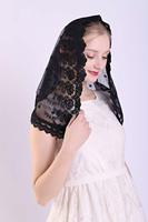 Voile de chapelle noir en dentelle florale pour femme, couvre-chef gothique pour mariage et Halloween, style espagnol, look élégant et chic