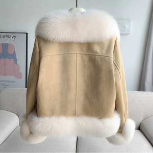 Abrigo Corto de Punto de Lana con Piel Sintética de Zorro para Mujer, Estilo Corto, Grueso y Cálido, a Prueba de Viento, Moda Otoño-Invierno 2026 - Product Image 5
