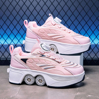 Chaussures à roulettes transformables 4 roues avec roues pliables pour garçons, filles et adultes, double usage (marche et baskets), logo personnalisé OEM