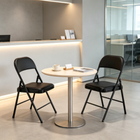 Chaise de bureau pliante ergonomique portable en cuir PU souple, personnalisable, pour usage commercial et extérieur