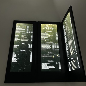 नई डिजाइन फैशन चमड़े के नेतृत्व में मेनू कवर रेस्तरां के लिए <span class=keywords><strong>3</strong></span> पृष्ठों प्रकाश रिचार्जेबल पेटेंट उत्पाद - Product Image 4