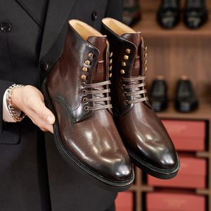 Bottes Chelsea montantes pour hommes, style mode, en cuir véritable fait main, respirantes, classiques et officielles - Product Image 3