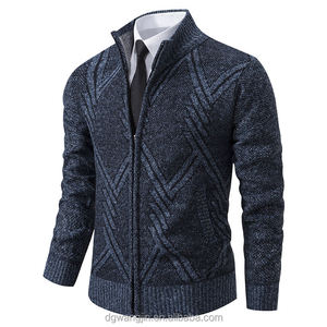 Chaqueta <span class=keywords><strong>Cárdigan</strong></span> de Punto Grueso Informal con <span class=keywords><strong>Cuello</strong></span> Alto y Cremallera para Otoño/Invierno, Fabricante OEM - Product Image 6